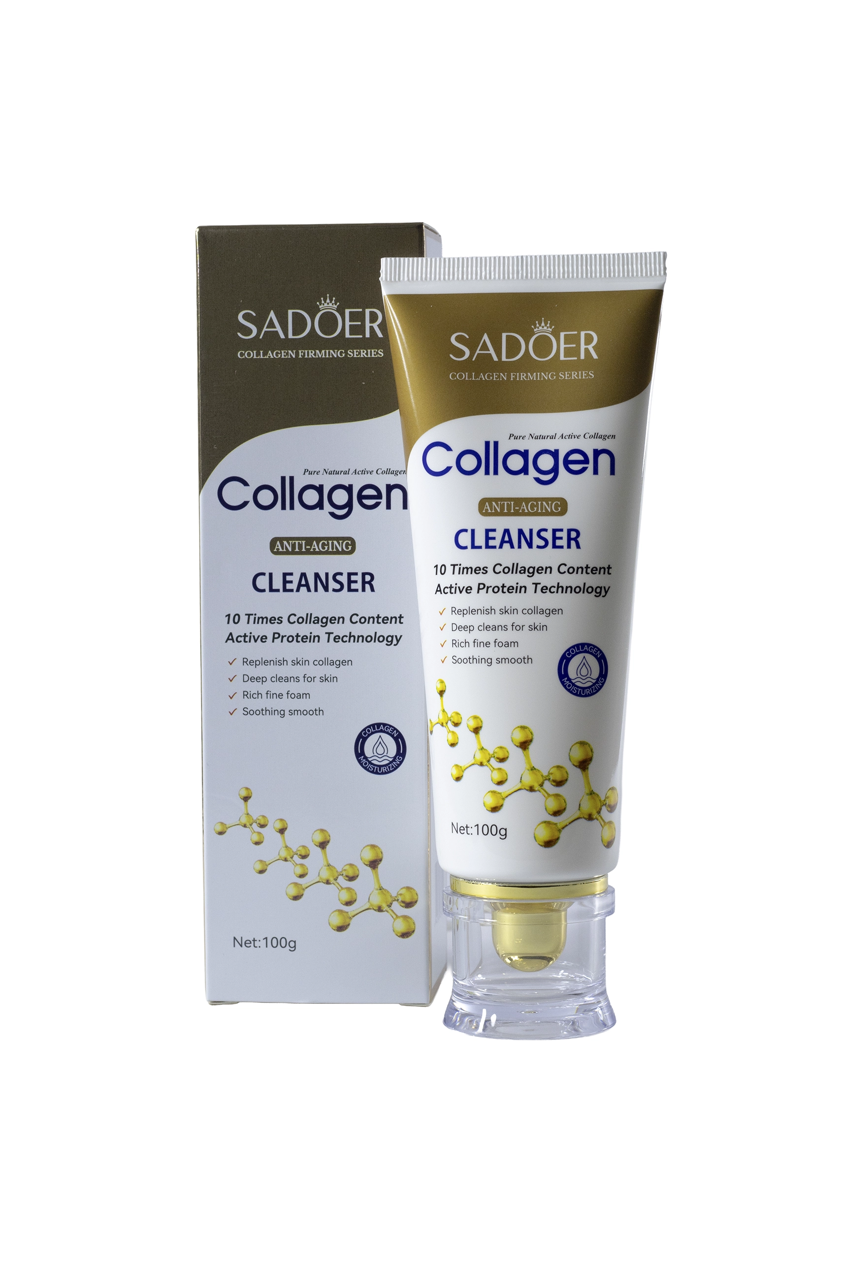 jabon colageno Limpiador facial con colágeno, marca Sadoer - Imagen 1