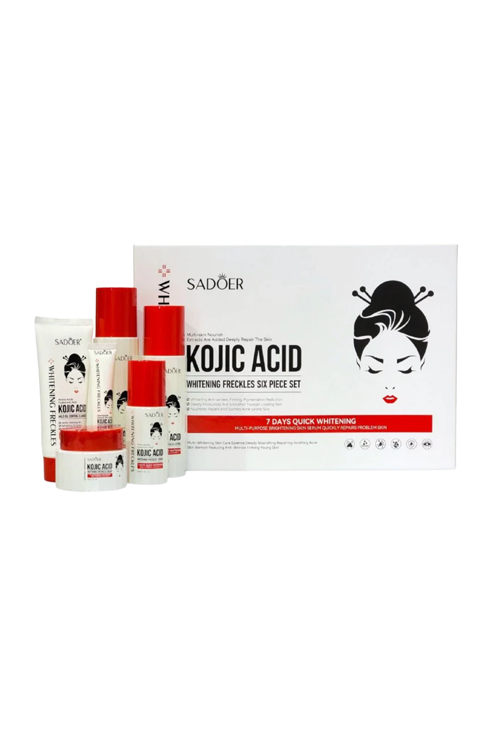 kit acid SET de Skincare - Blanqueamiento, hidratante, eliminar manchas oscuras con Ácido Kójico marca Sadoer - Imagen 1