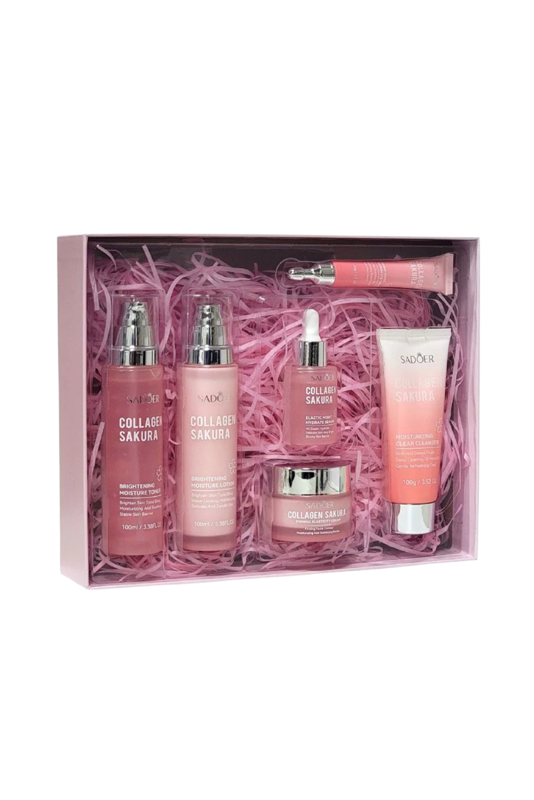kit sajura SET de Skincare - Juego de 6 piezas con Colágeno Flor de Sakura marca Sadoer - Imagen 1